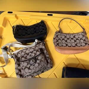 Lot of 3 vintage Y2K Coach Demi & Crossbody Turnlock Signature Jacquard purses